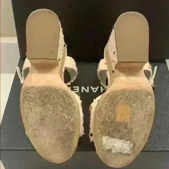 Chanel Tweed Wedge Sandals - Picture 5 of 8